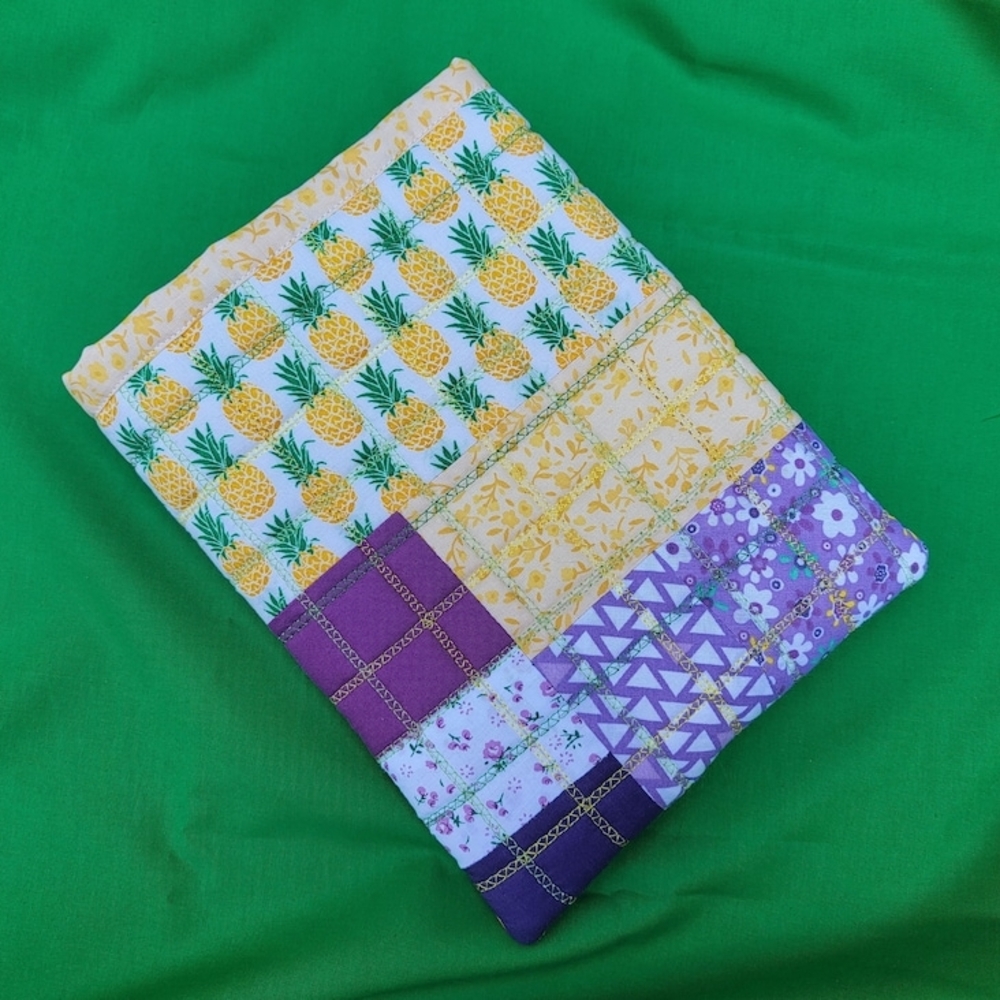Pineapple Purple And Yellow Print Quilted Book Sleeve - Picture 7 of 7